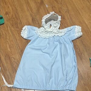 Light Blue Cabbage Patch Preemie Gown with White Trim